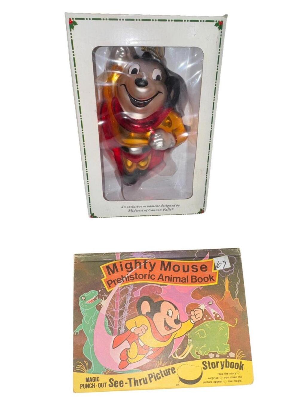 Mighty Mouse Christmas Ornament Mercury Glass Vintage by Midwest And Storybook